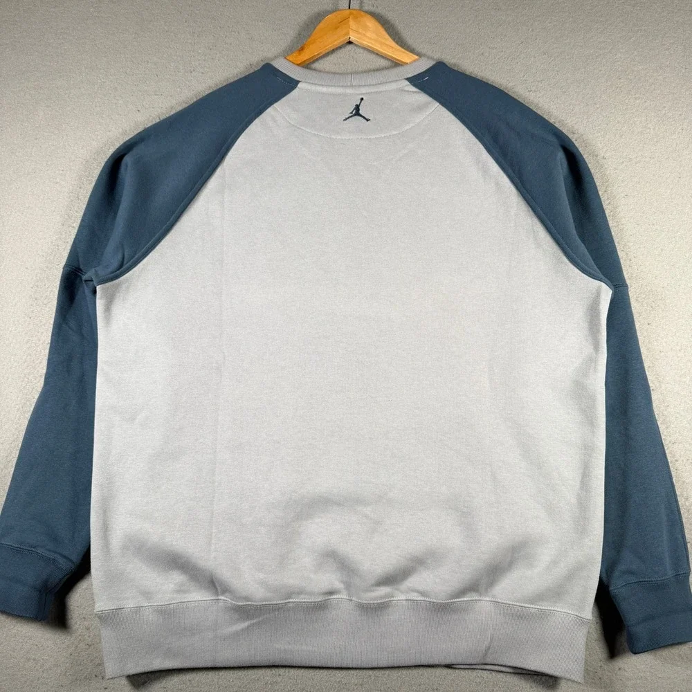 Jordan Mens XXL Grey‎ Blue Striped Raglan Crewneck Sweatshirt SP140710NIG